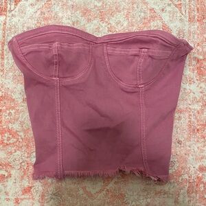 Pink Superdown Strapless Bustier Top